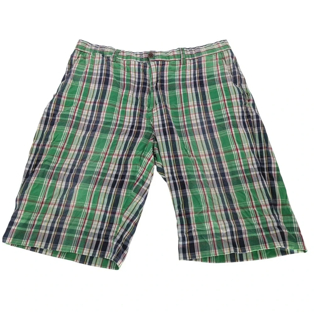 VTG Polo Ralph Lauren Plaid Madras Shorts Men 36 Green Cotton Preppy Grunge Golf
